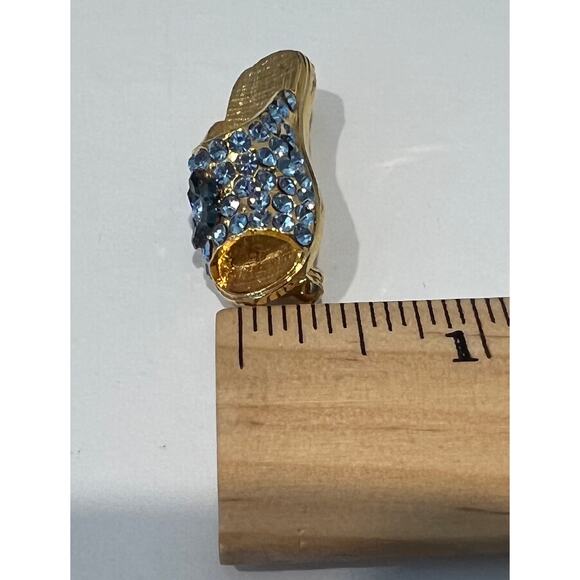 NWT Angie Designer Collection Blue Rhinestone Jeweled Slipper Sandal Brooch Pin - Picture 5 of 8